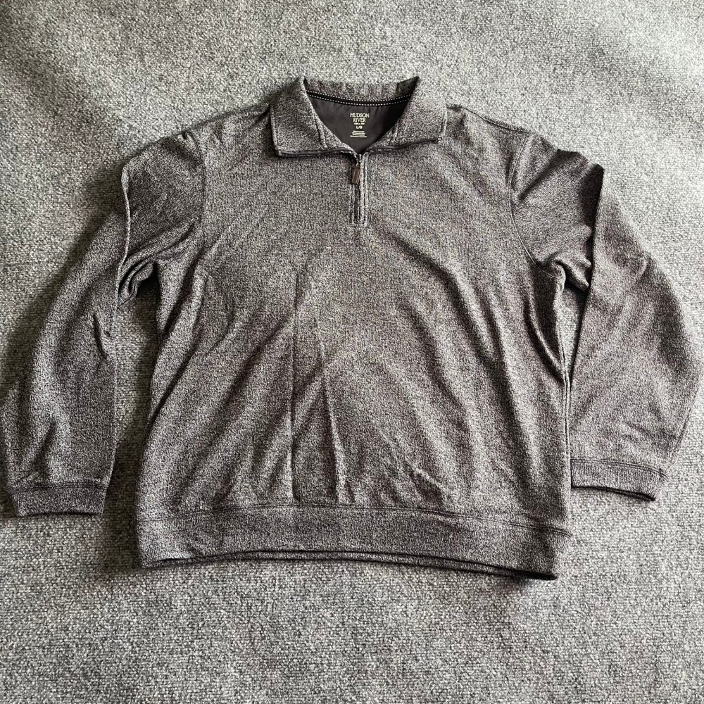 Hudson River Mens Quarter Zip Pullover Sweater Charcoal Gray Marl Size‎ Large